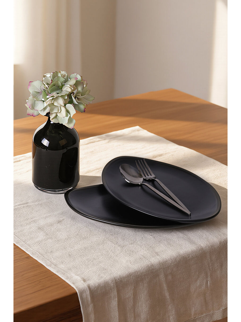 Mat Siyah Bloom Kayık Tabak 31 Cm 2 Adet-2