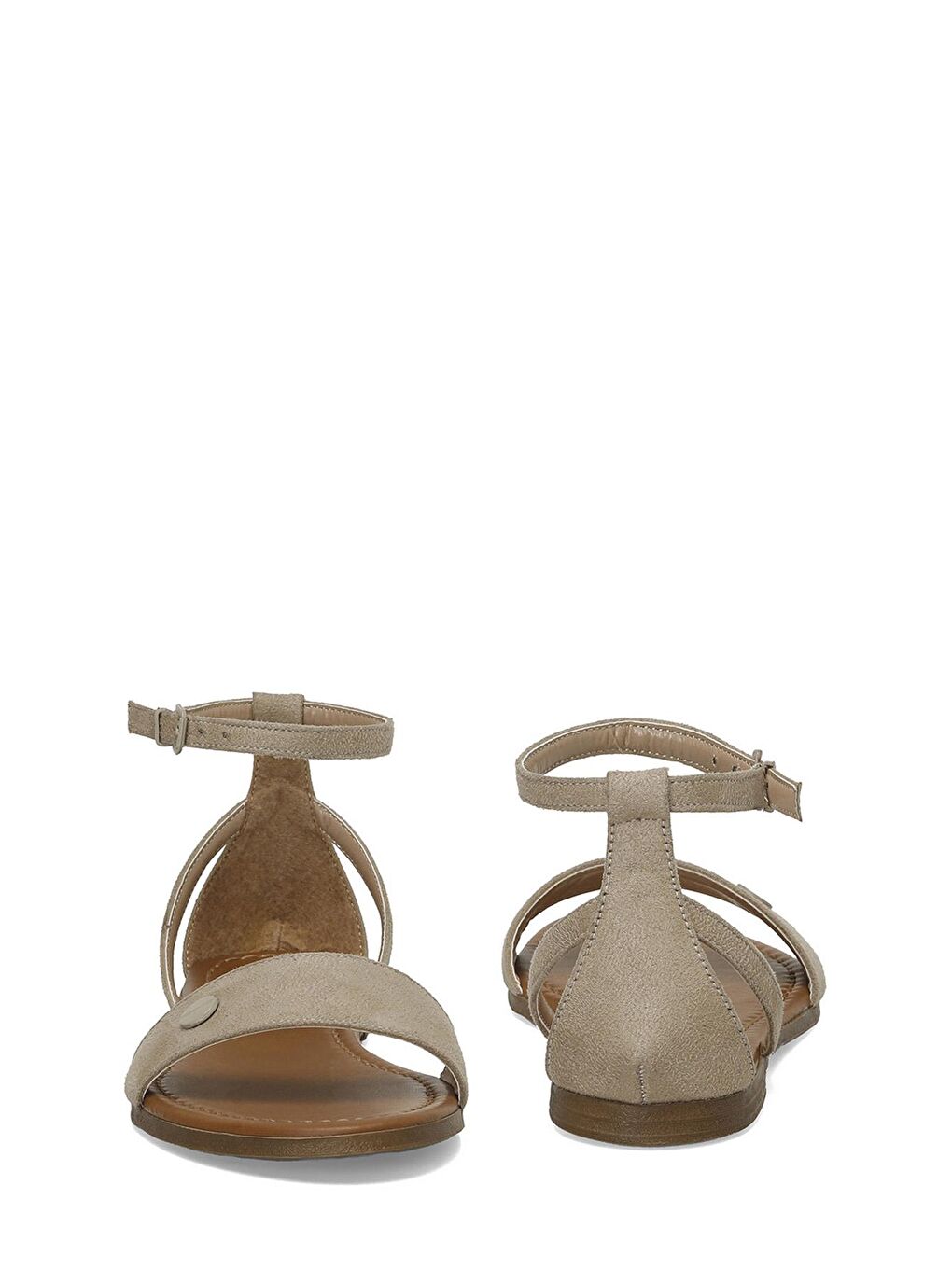 DS24014 4FX Bej Kadın Düz Sandalet-4