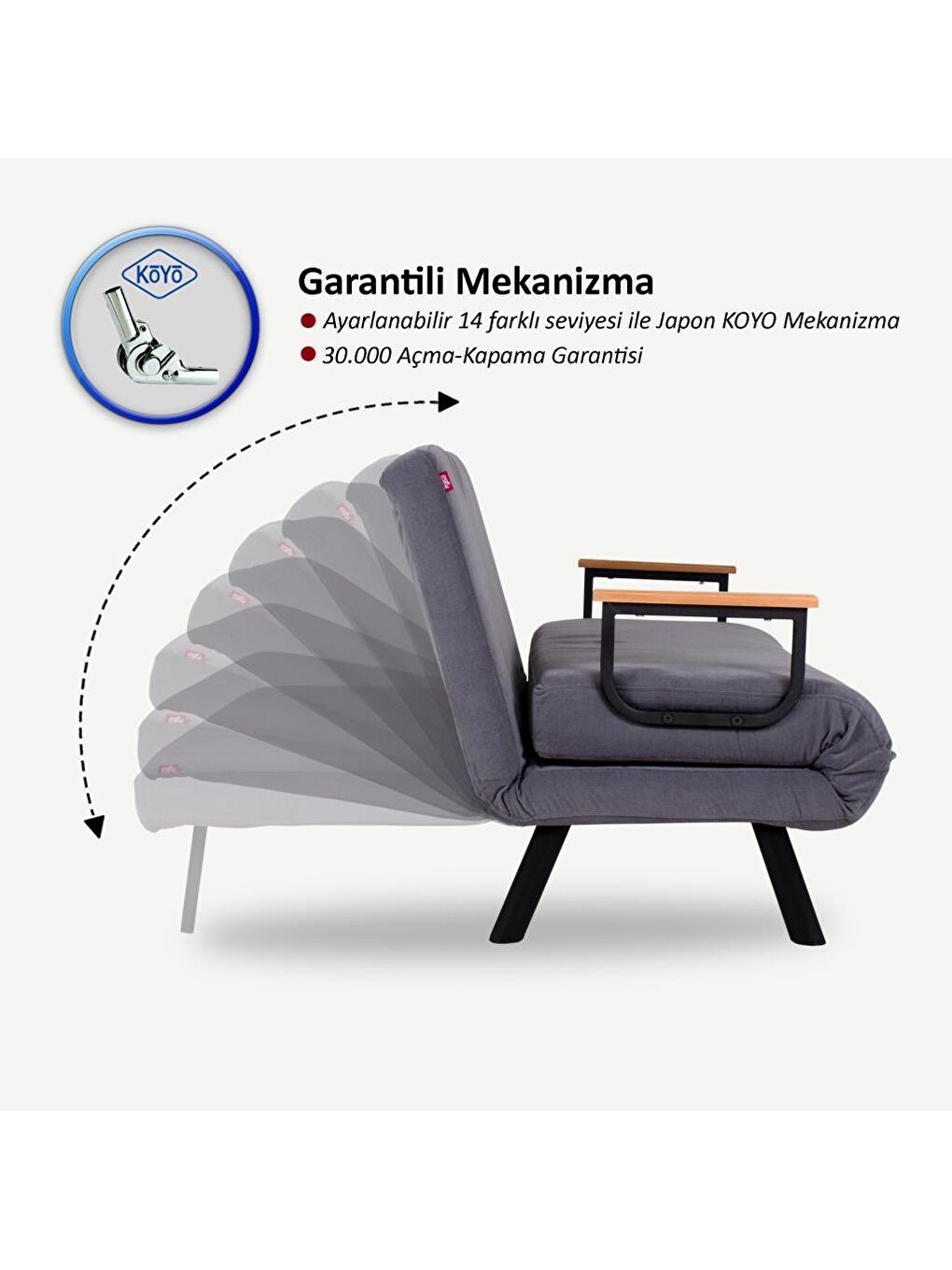 Sando Tekli Katlanır Yataklı Koltuk - Gri-5