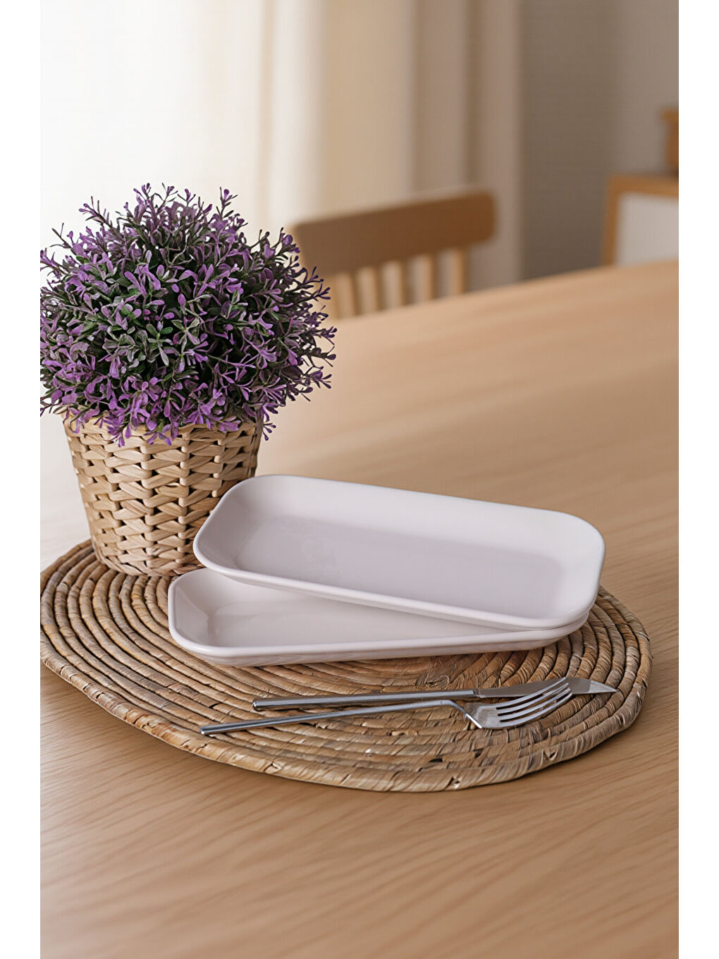 Beyaz Pergamon Kayık Tabak 26 Cm 2 Adet-1