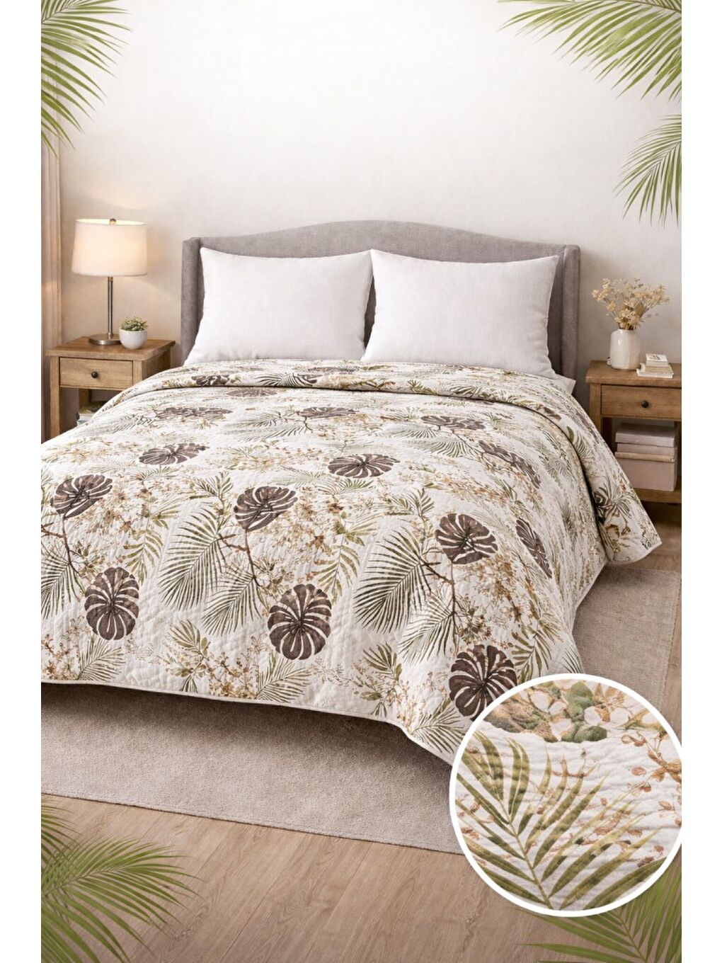 Beyaz King size Desenli Pike Yatak Örtüsü Çift Kişilik 240x260 cm