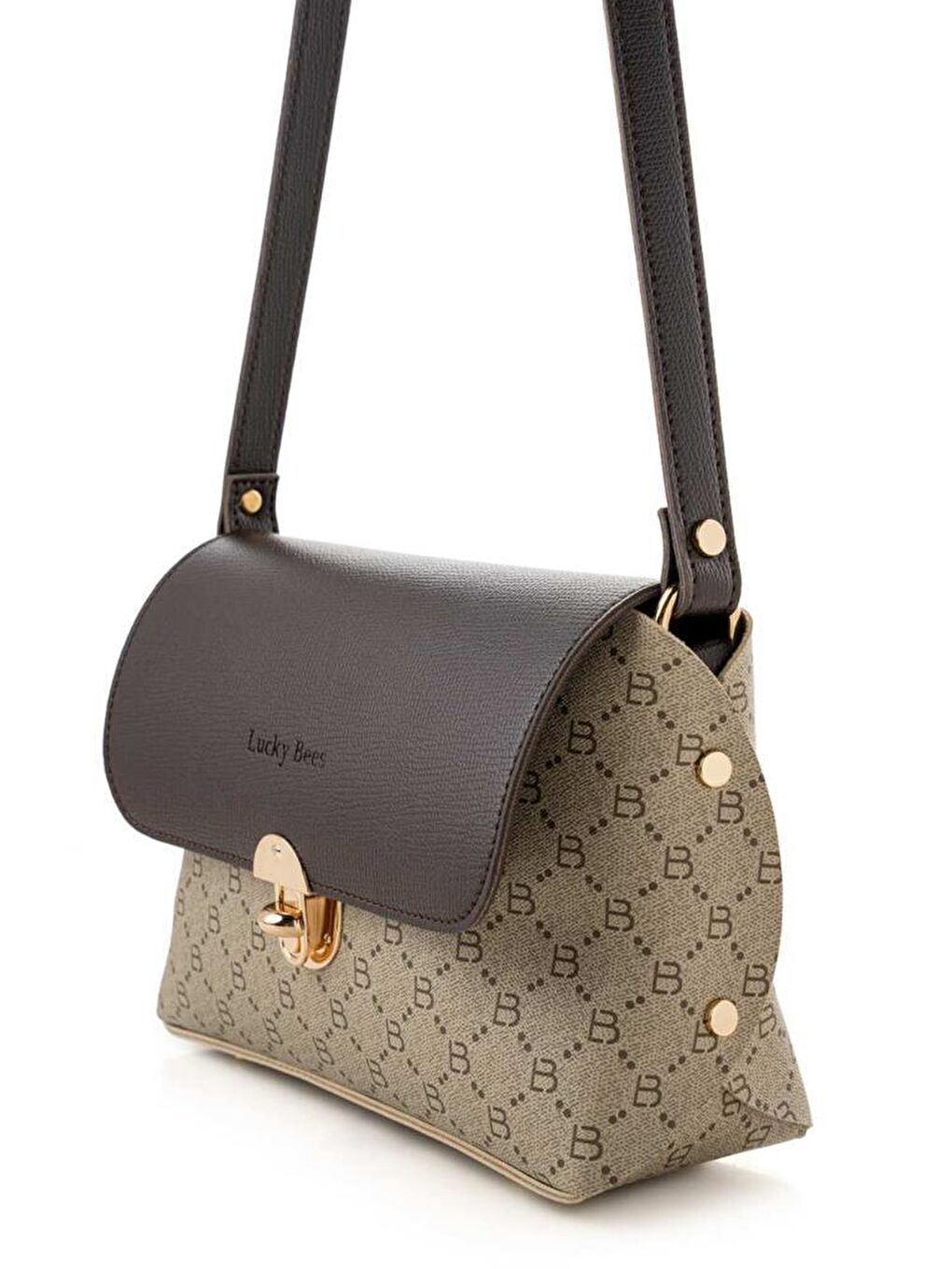 Ekru Kadın Çapraz Askılı El ve Omuz Çantası-6