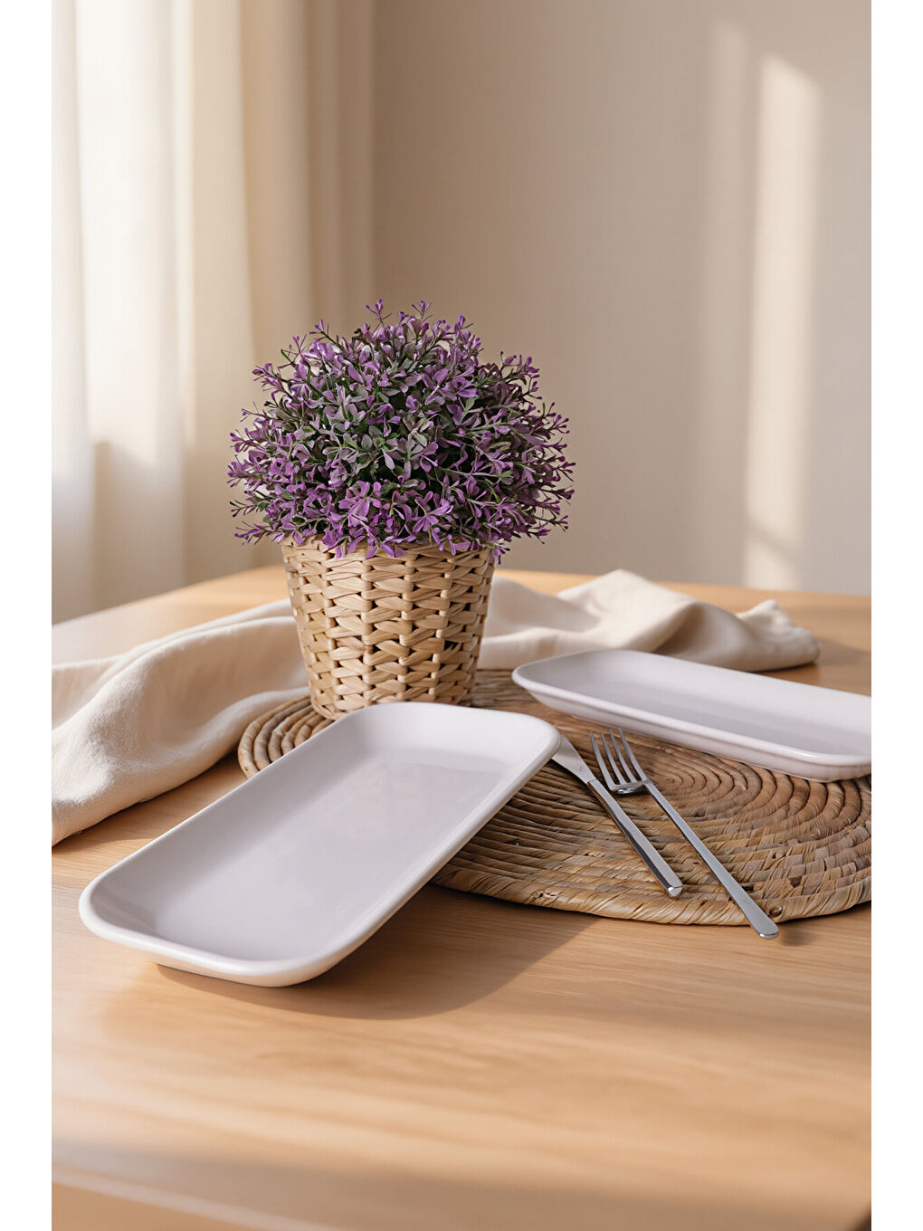 Beyaz Pergamon Kayık Tabak 26 Cm 2 Adet-2