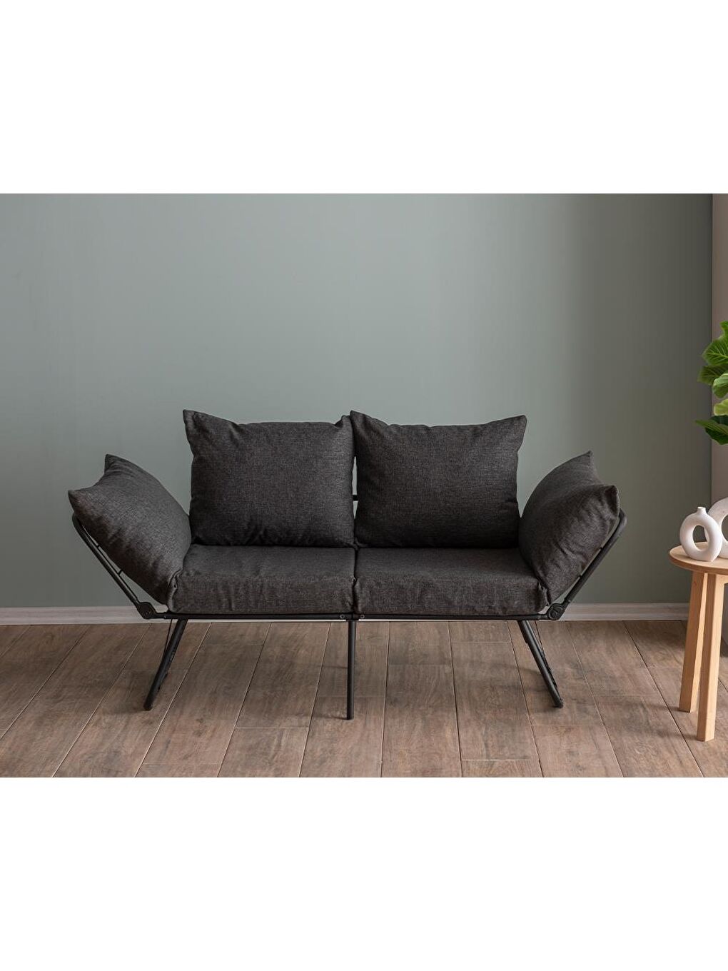 Viper İkili Katlanır Yataklı Koltuk Keten Koyu Gri-4