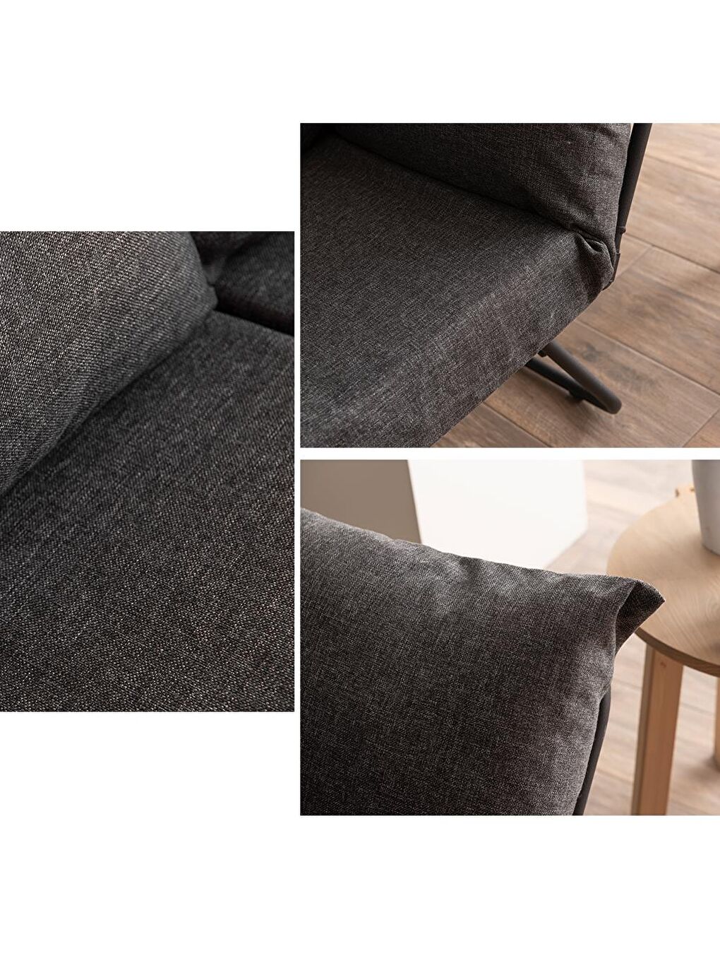 Viper İkili Katlanır Yataklı Koltuk Keten Koyu Gri-6