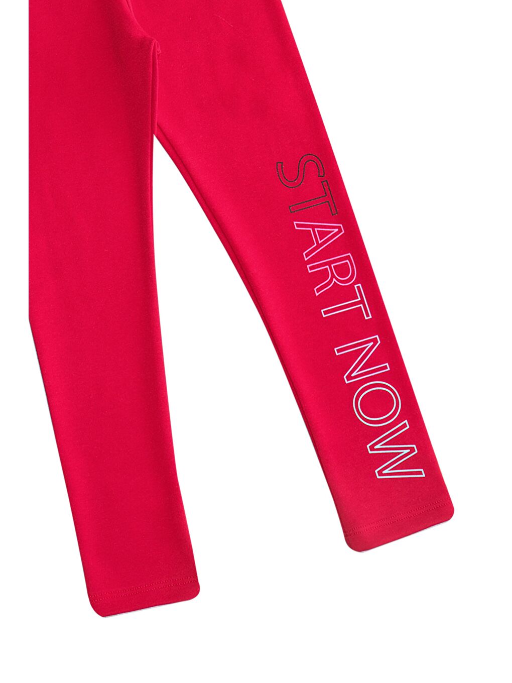 Kırmızı Kız Çocuk Start Now Baskılı Şardonlu Tayt-1