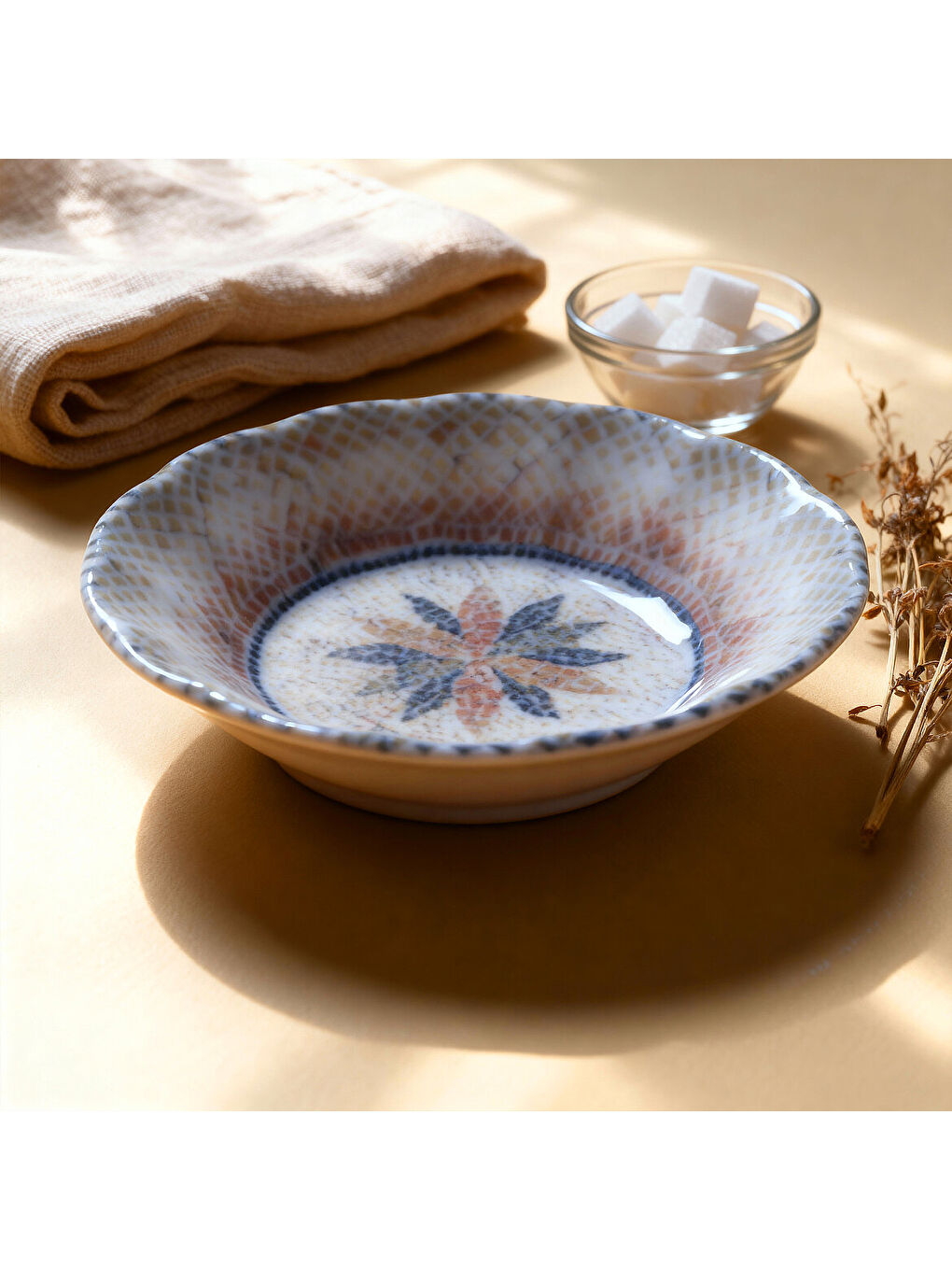 Ekru Acem 6 Parça 10 cm Çay Tabağı-2