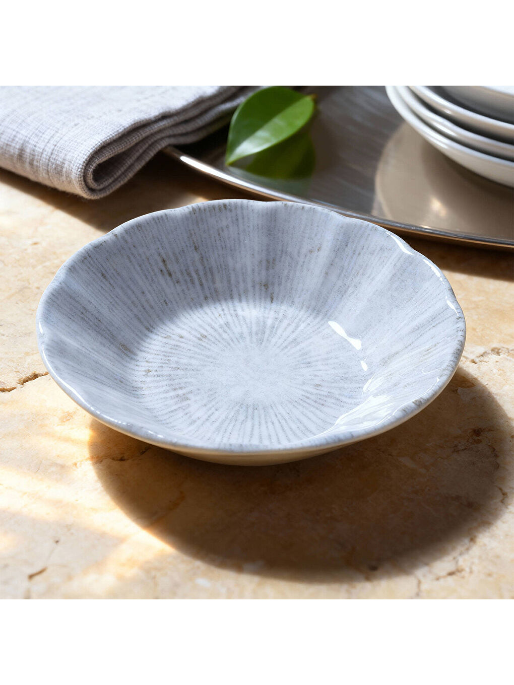 Ekru Acem 6 Parça 10 cm Porselen Çay Tabağı Seti-2