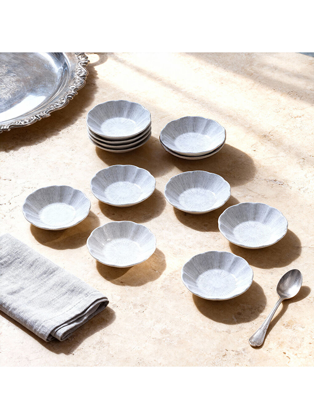 Ekru Acem 6 Parça 10 cm Porselen Çay Tabağı Seti-3