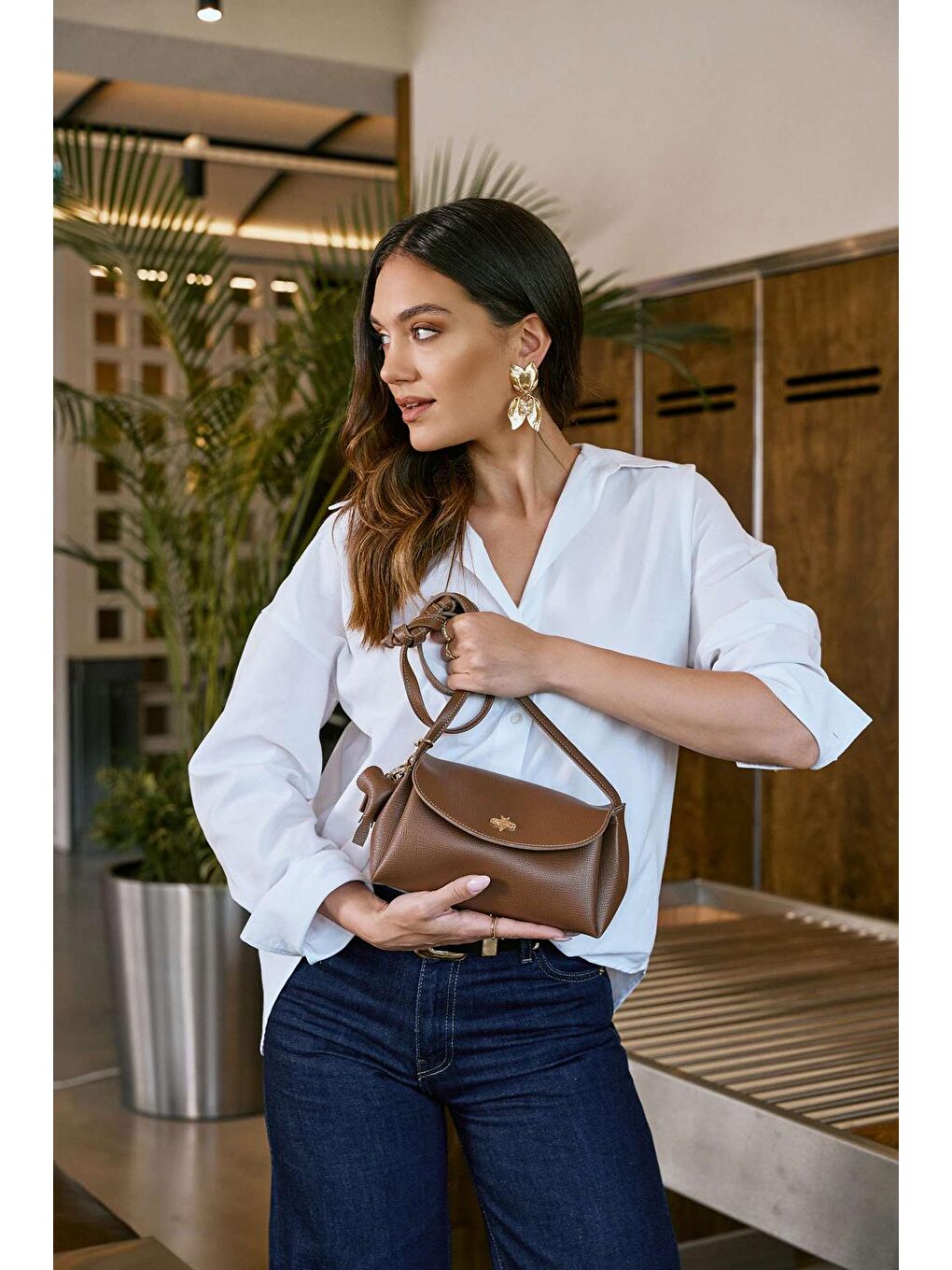Kahverengi Ava Kadın El ve Omuz Çantası-3