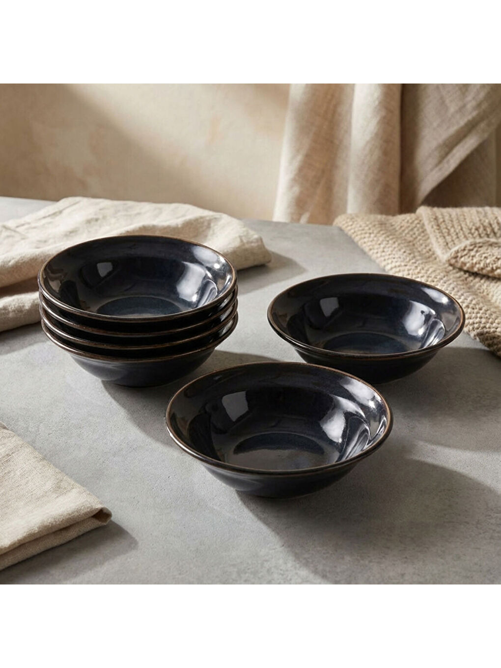 Ekru Güral 6 Adet 15 Cm Çorba Kasesi Reaktif Oasis Vr 1131-1