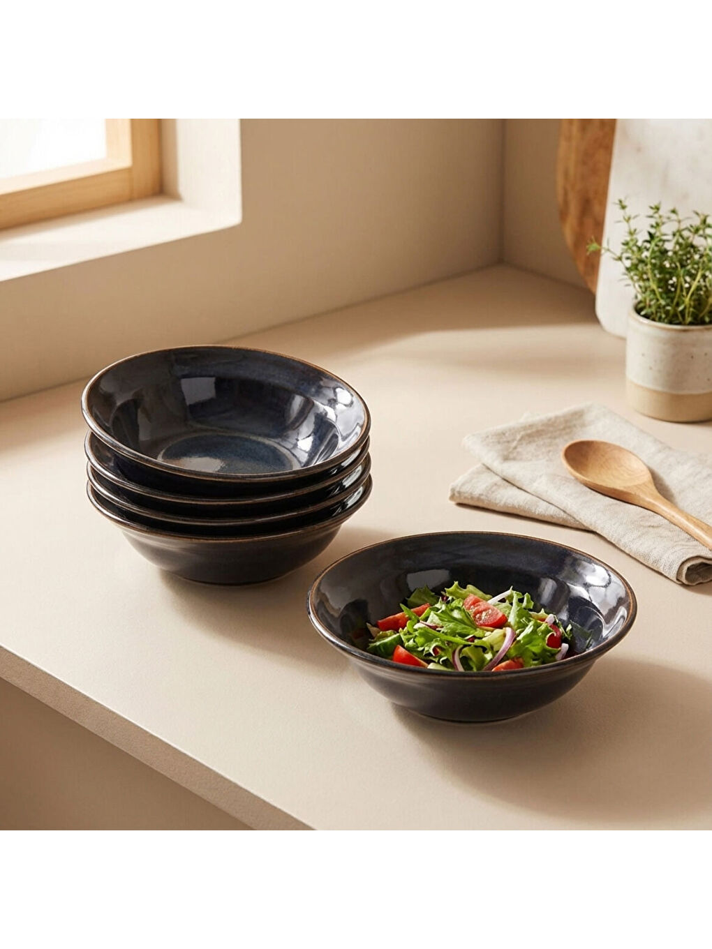 Ekru Güral 6 Adet 15 Cm Çorba Kasesi Reaktif Oasis Vr 1131-2