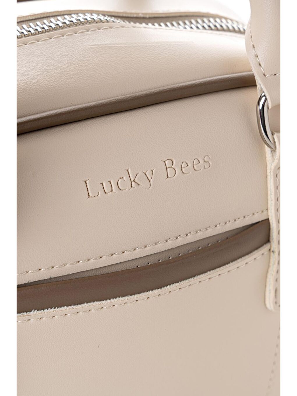 Ekru Kadın Çapraz Askılı El ve Omuz Çantası-4