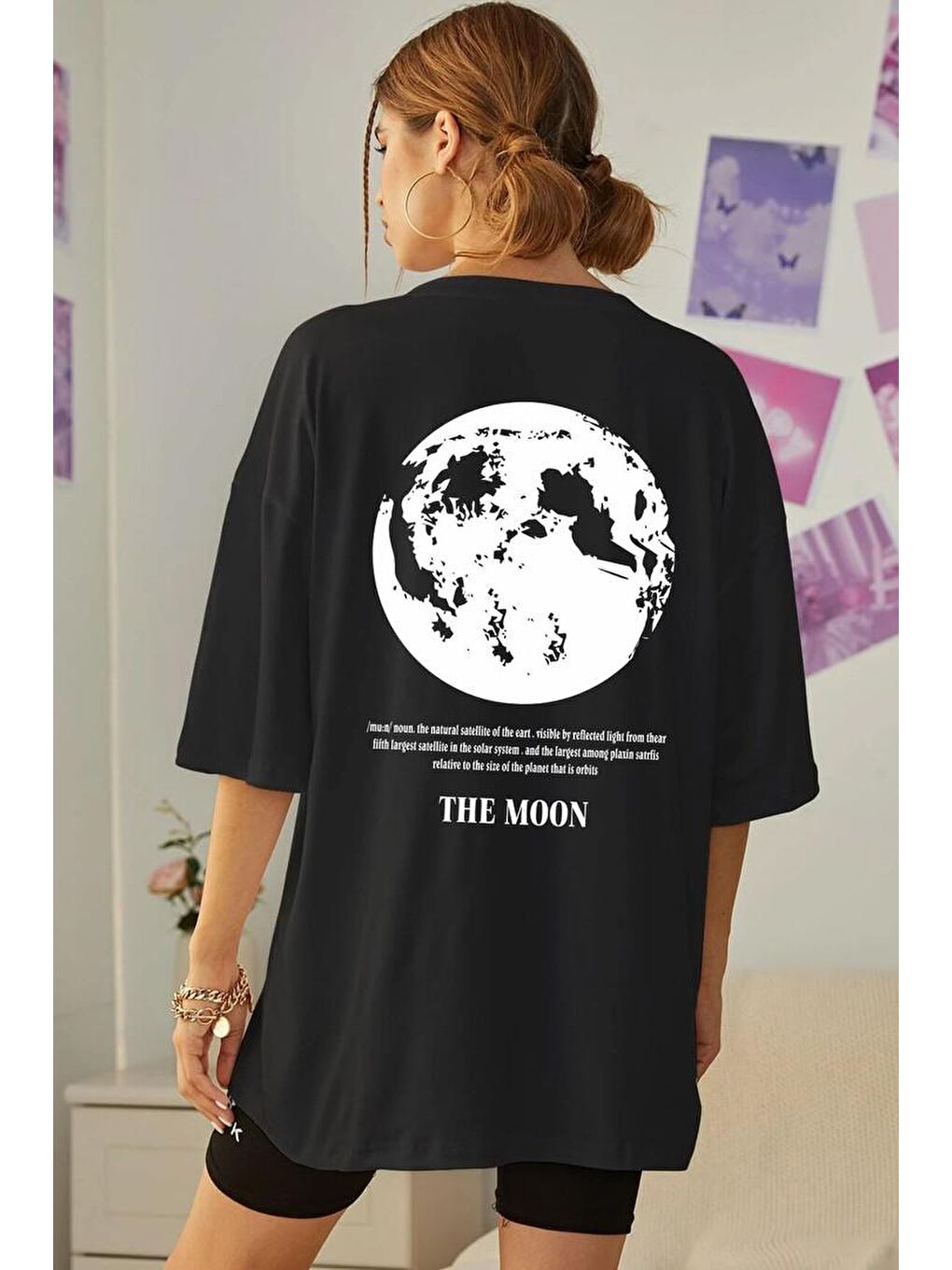 uyguntarz Siyah Unisex The Moon Baskılı T-shirt - 1