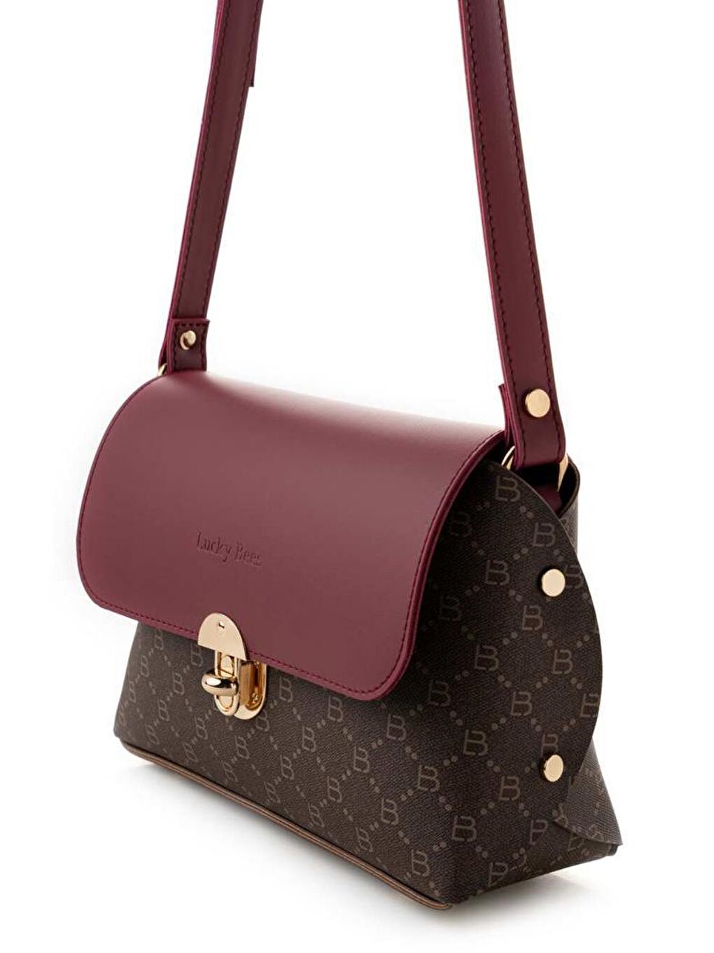 Bordo Kadın Çapraz Askılı El ve Omuz Çantası-4