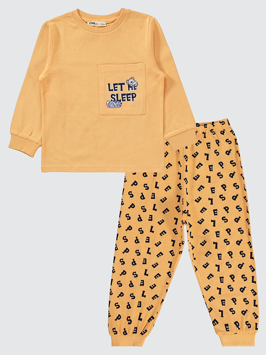 Pembe Girls Kız Çocuk Pijama Takımı 2-5 Yaş Yumuşak Şeftali