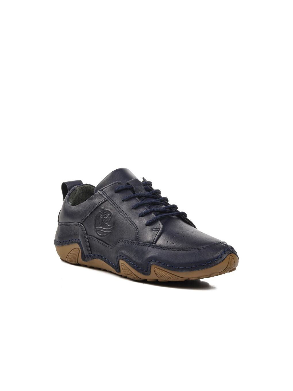 Lacivert Hakiki Deri Erkek Sneaker Ayakkabı 325-S-2