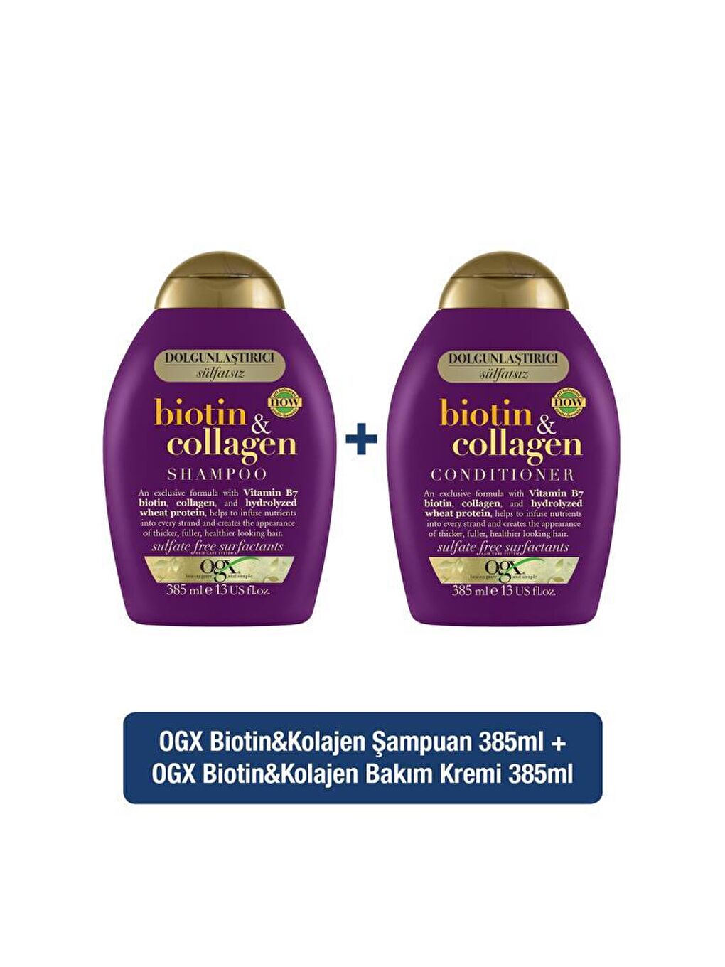 OGX Renksiz Dolgunlaştırıcı Biotin&Kolajen Şampuan 385ml+ Dolgunlaştırıcı Biotin&Kolajen Bakım Kremi 385m