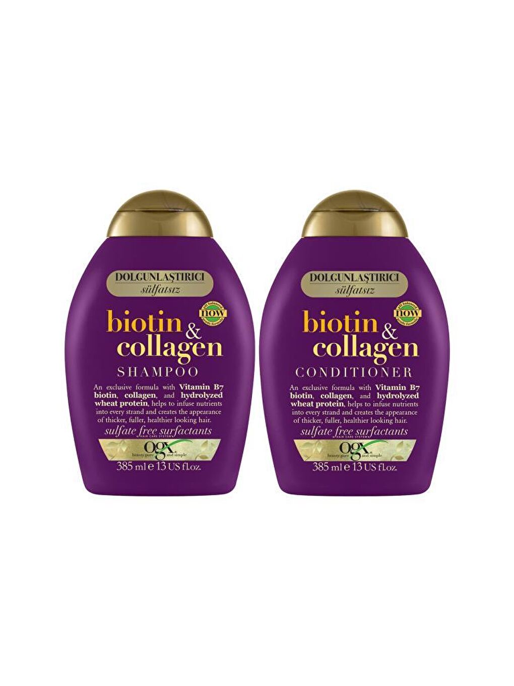 OGX Renksiz Dolgunlaştırıcı Biotin&Kolajen Şampuan 385ml+ Dolgunlaştırıcı Biotin&Kolajen Bakım Kremi 385m - 1