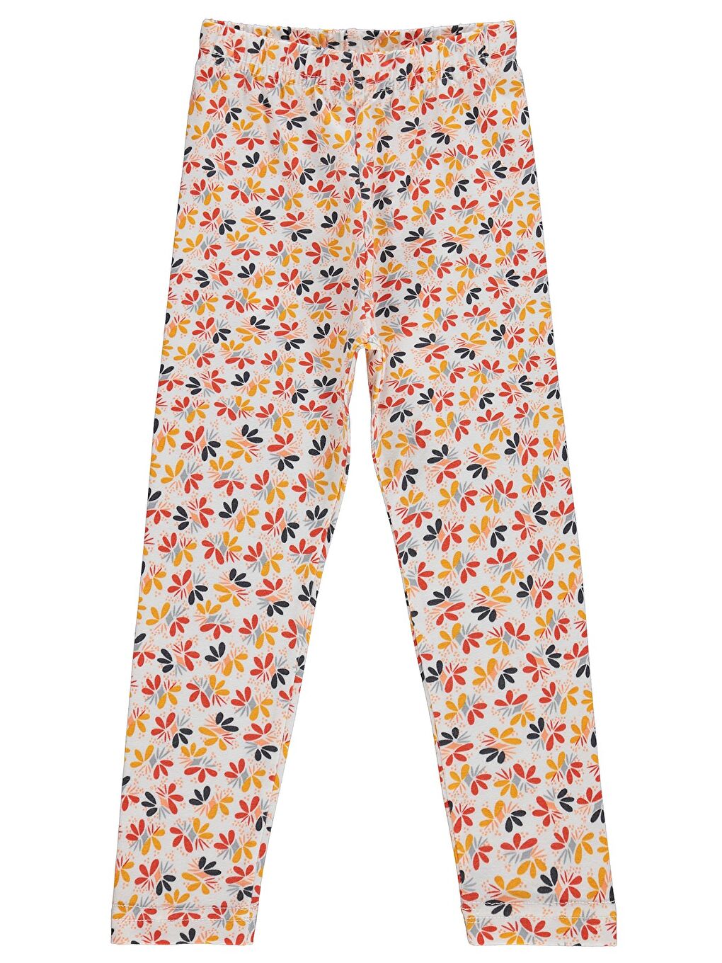 Girls Çiçek Desenli 6-9 Yaş Tayt - Kırık Beyaz