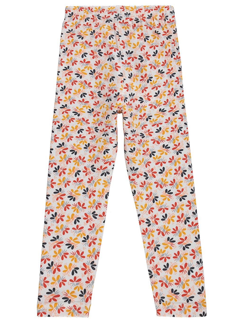 Girls Çiçek Desenli 6-9 Yaş Tayt - Kırık Beyaz-1