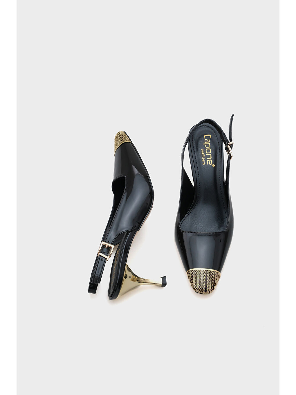 Siyah Samantha Arkası Açık Küt Burun Aksesuarlı Orta Topuklu Kadın Ayakkabı-4