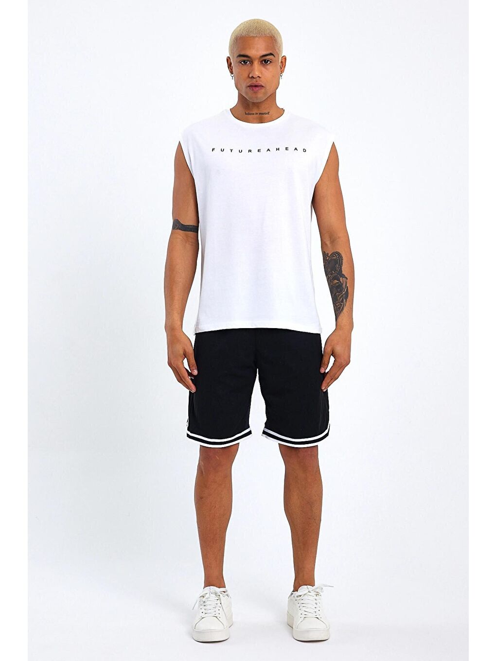 Beyaz Erkek Bisiklet Yaka Regular Fit Baskılı Tişort SPR23AT344-1