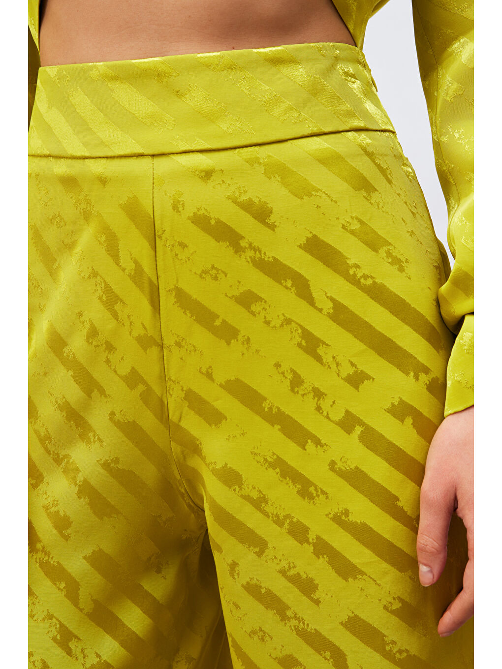 Desenli Salaş Pantolon - Yağ Yeşili-2