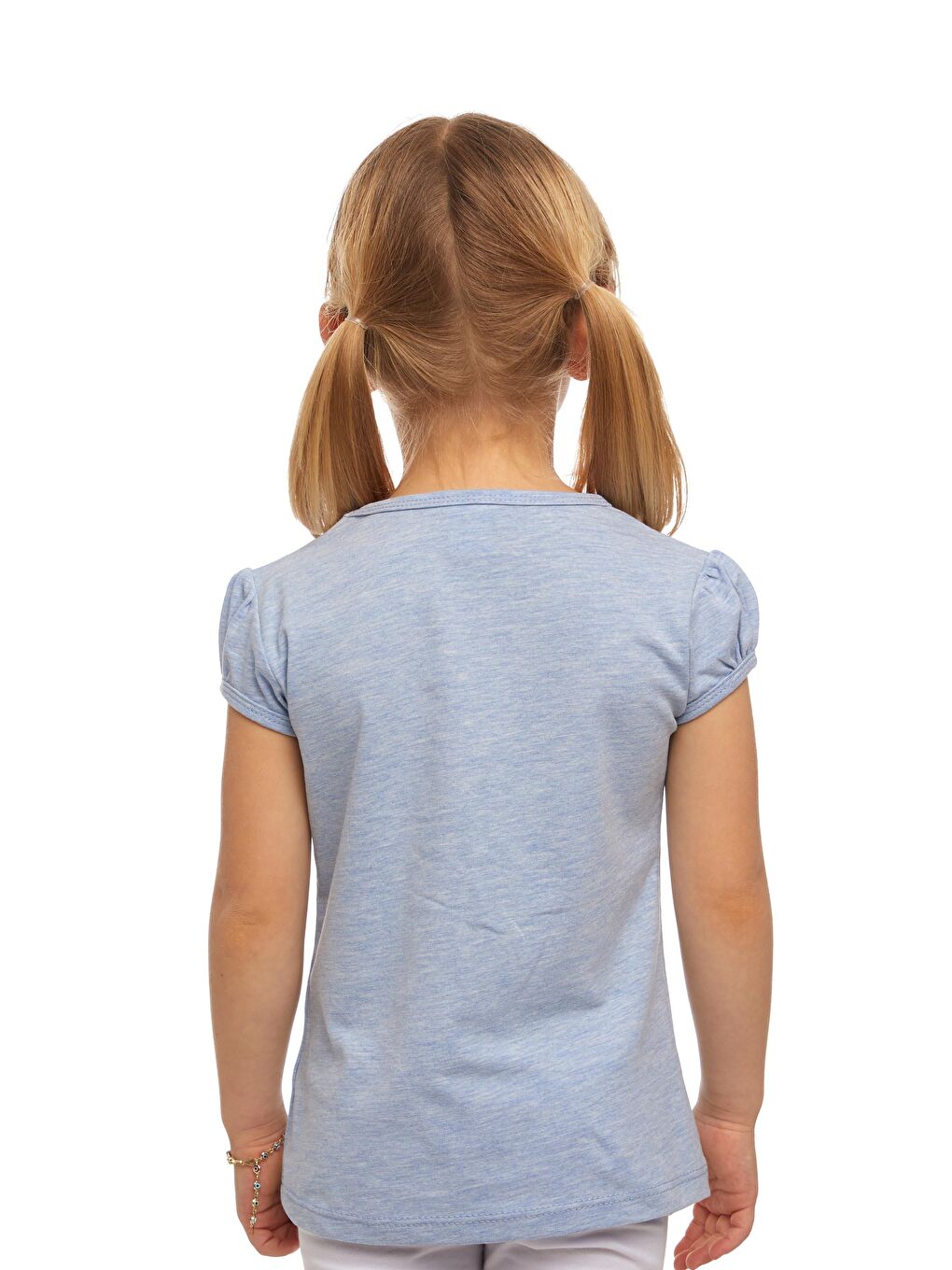 Mavi Melanj Kız Çocuk Kısa Kollu Basıc Tişört-2