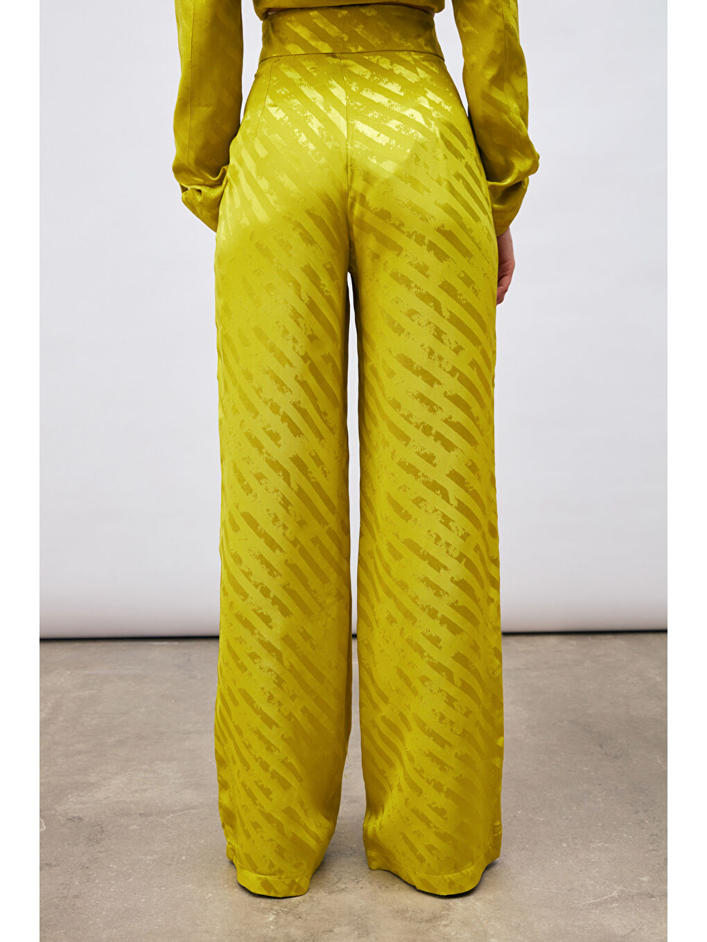 Desenli Salaş Pantolon - Yağ Yeşili-4