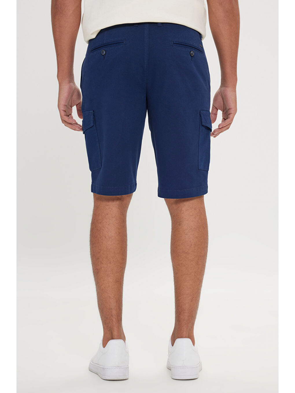 Erkek Lacivert Slim Fit Dar Kesim Pamuklu Esnek Yan Cepli Şort-5