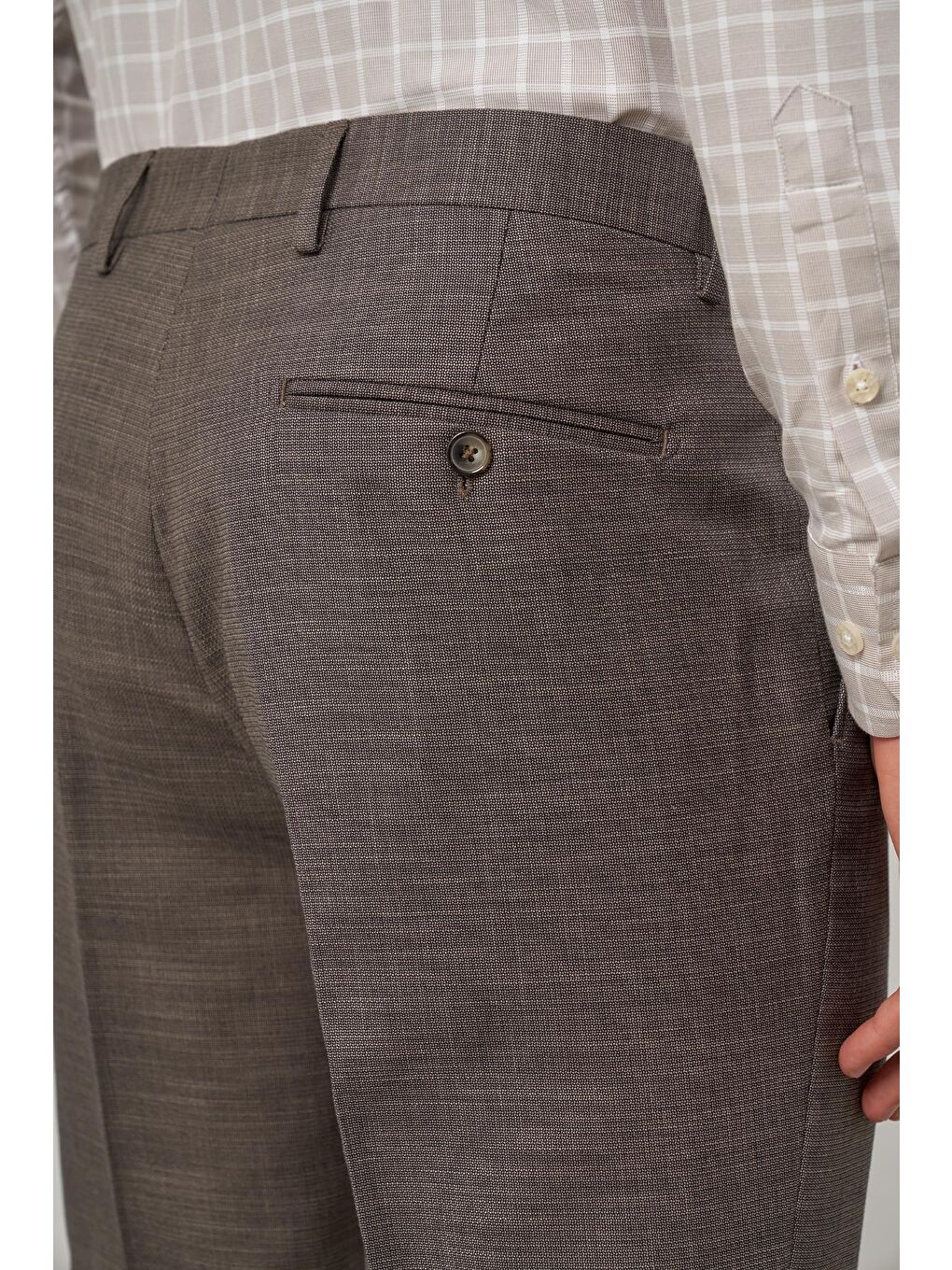 Kahverengi Koyu Vizon Yandan Cepli Comfort Fit Classic Erkek Pantolon 1003240166-4