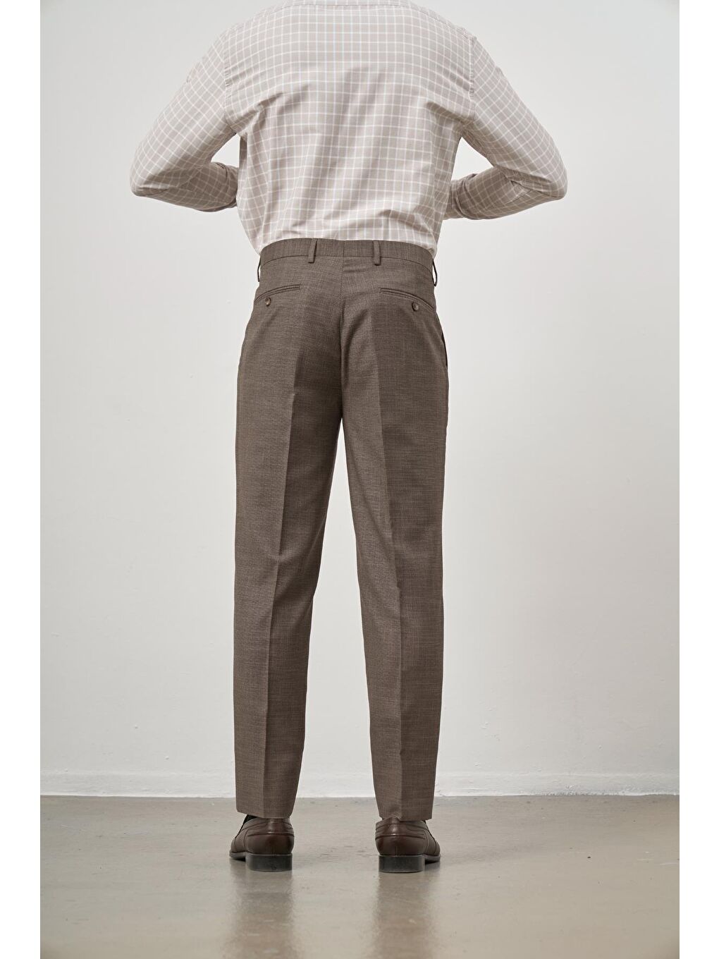Kahverengi Koyu Vizon Yandan Cepli Comfort Fit Classic Erkek Pantolon 1003240166-5