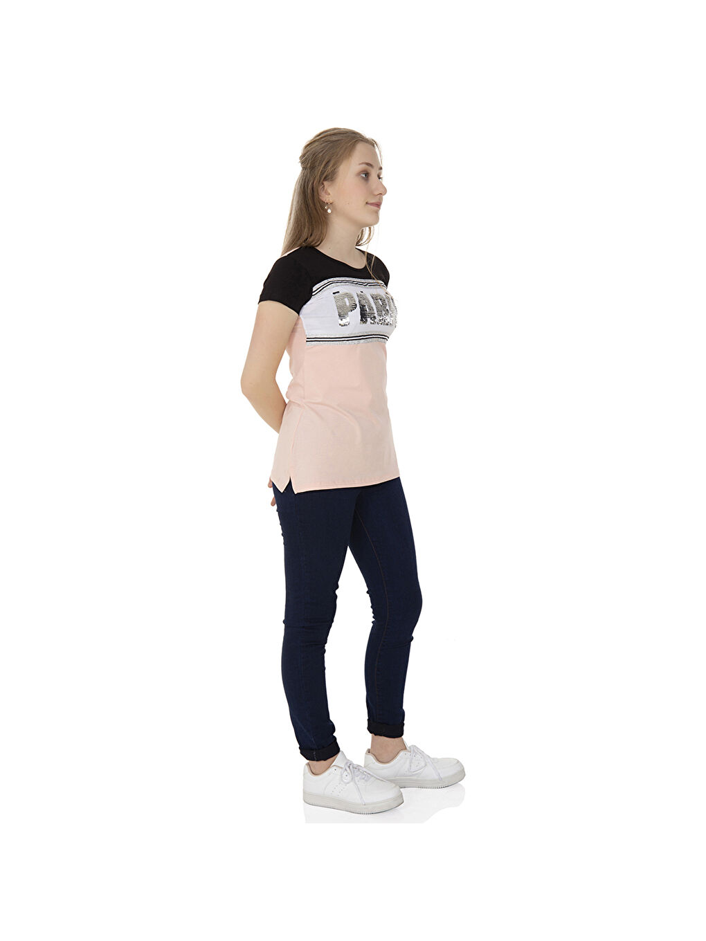 Toontoykids Pudra Kız Çocuk T-Shirt Paris Pul Nakış - 3