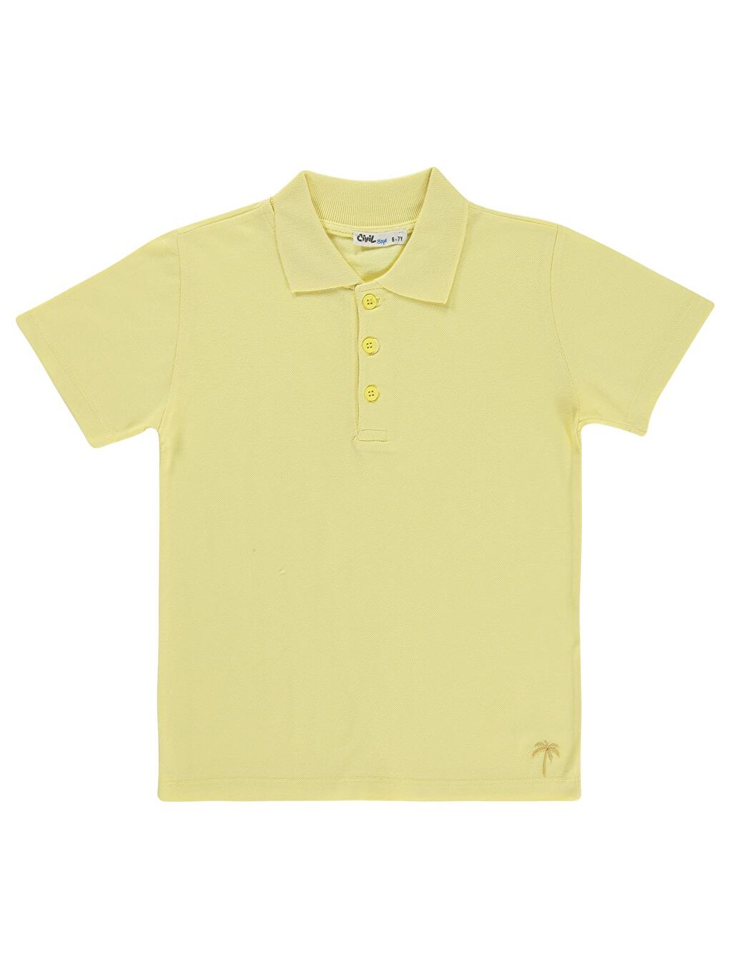 Boys Erkek Çocuk Palmiye Nakışlı Polo Yaka 6-9 Yaş Tişört - Sarı
