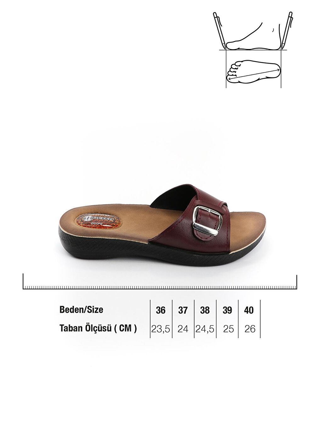 Bordo Yazlık Ayarlanabilir Tokalı Kadın Terlik-1