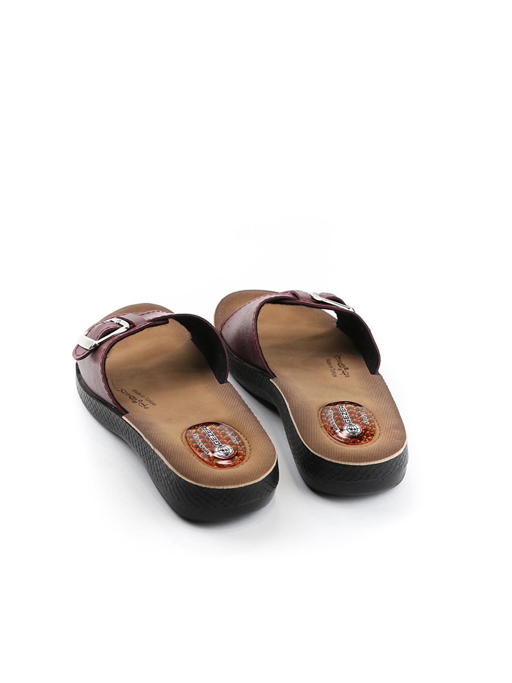 Bordo Yazlık Ayarlanabilir Tokalı Kadın Terlik-2