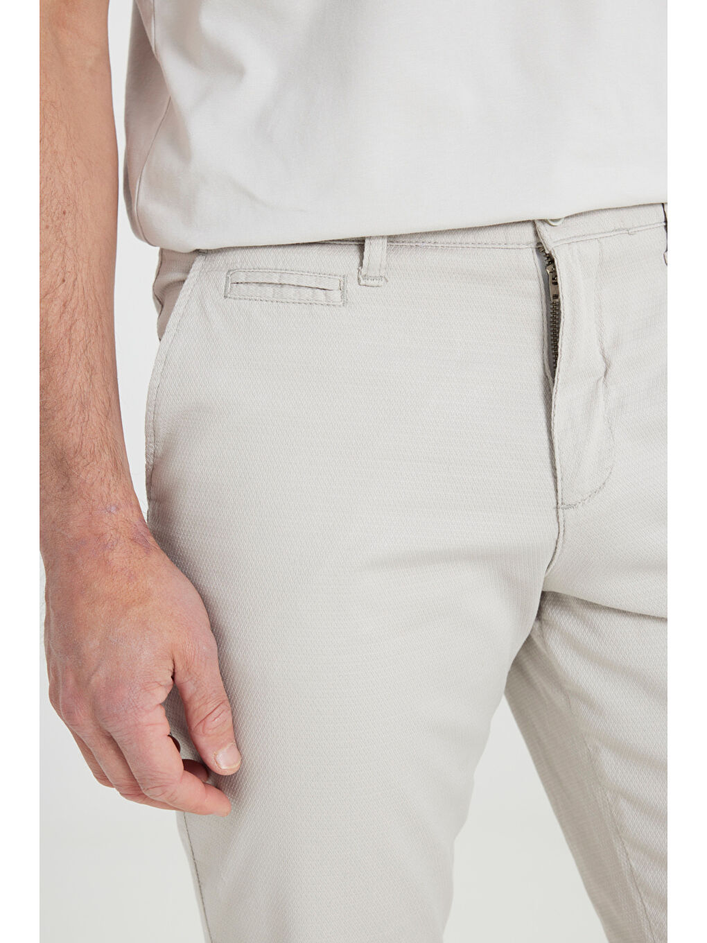 Bej Erkek Taş Slim Fit Dar Kesim Pamuklu Yan Cepli Armürlü Şort-3