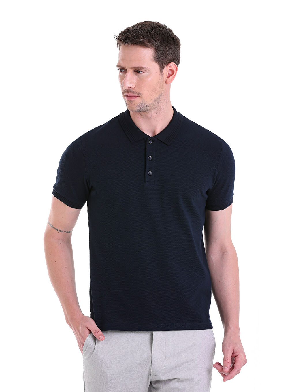 Hatemoğlu Lacivert Siyah Regular Fit Polo Yaka %100 Pamuk T-shirt - 2