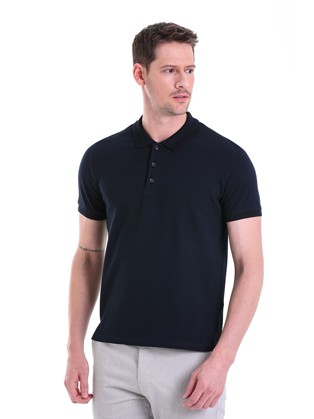 Hatemoğlu Lacivert Siyah Regular Fit Polo Yaka %100 Pamuk T-shirt - 3