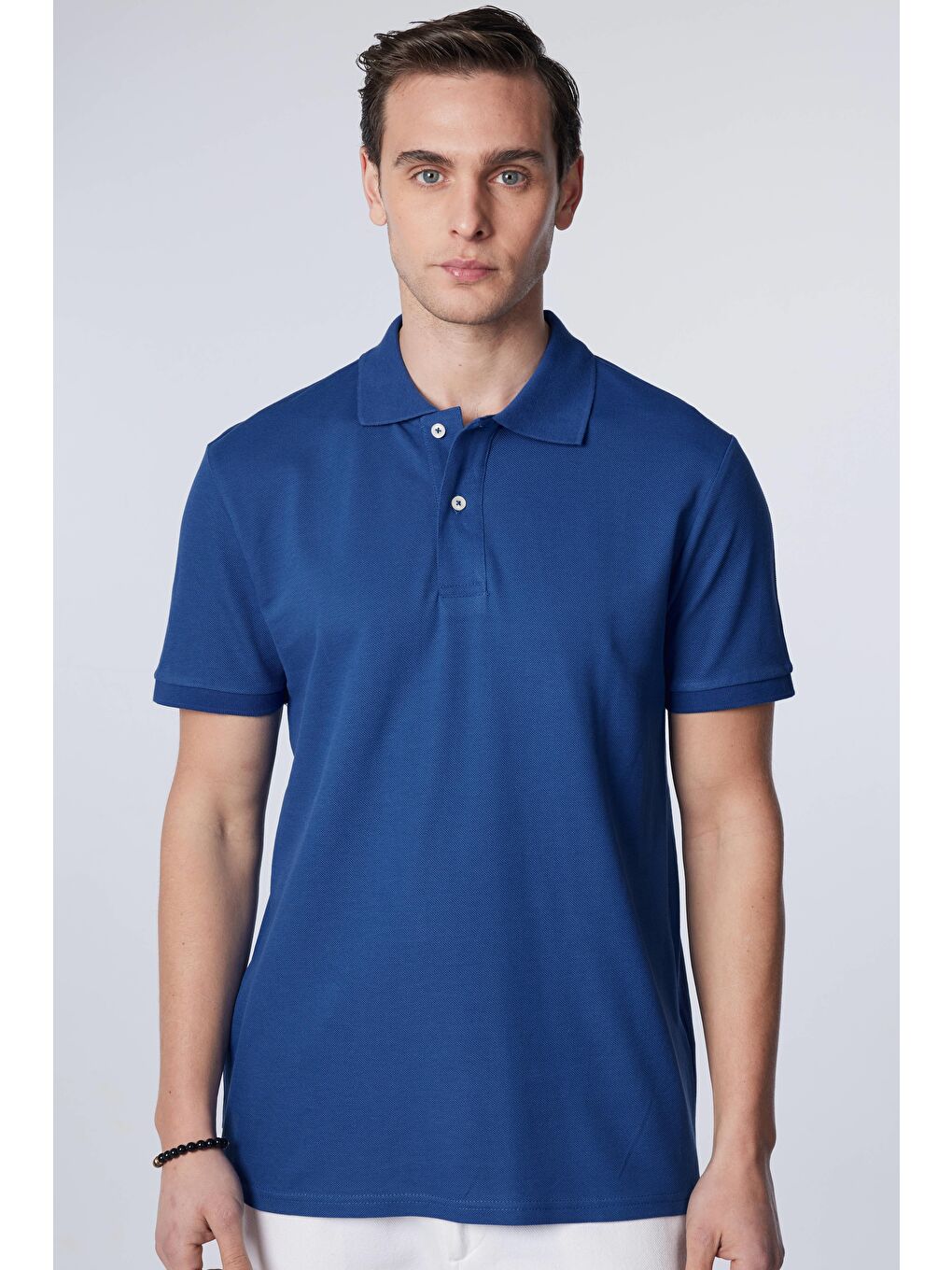 TUDORS İndigo Erkek Slim Fit Dar Kesim %100 Pamuk Düz Pike Indigo Polo Yaka Tişört - 2