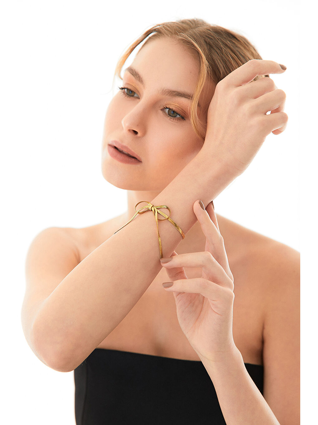 Sarı Kurdeleli İtalyan Zincir Çelik Bileklik-2