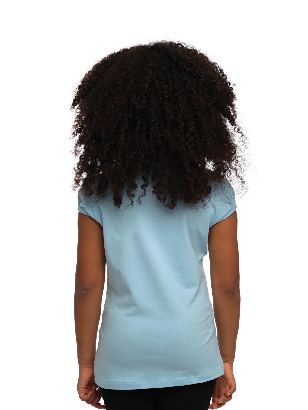 Bebek Mavisi Kız Çocuk Kısa Kollu Basıc Tişört-2