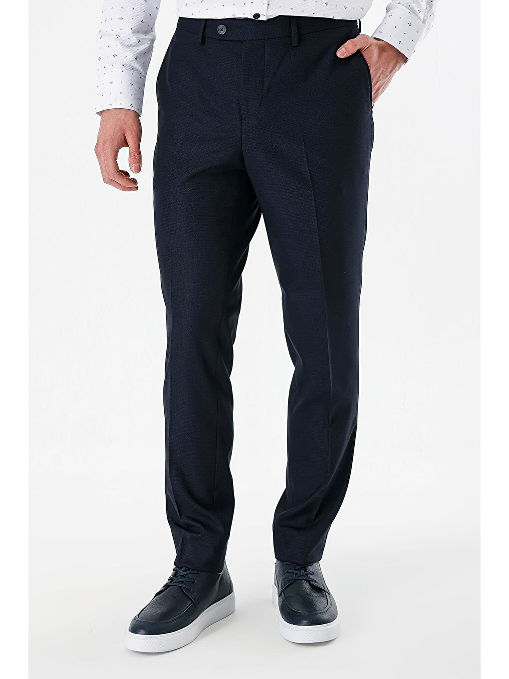 Koyu Lacivert Esnek Yandan Cepli Slim Fit Classic Erkek Pantolon 1003240152