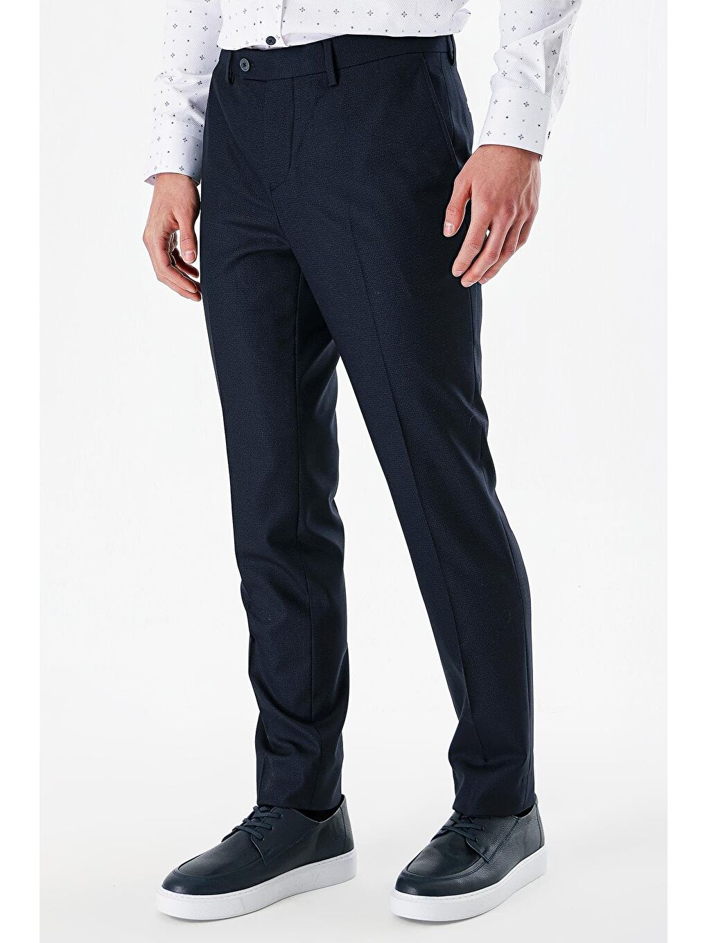 Koyu Lacivert Esnek Yandan Cepli Slim Fit Classic Erkek Pantolon 1003240152-1