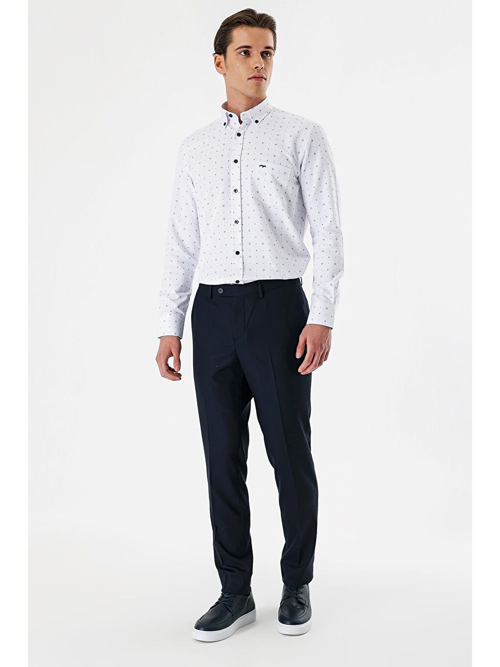 Koyu Lacivert Esnek Yandan Cepli Slim Fit Classic Erkek Pantolon 1003240152-2