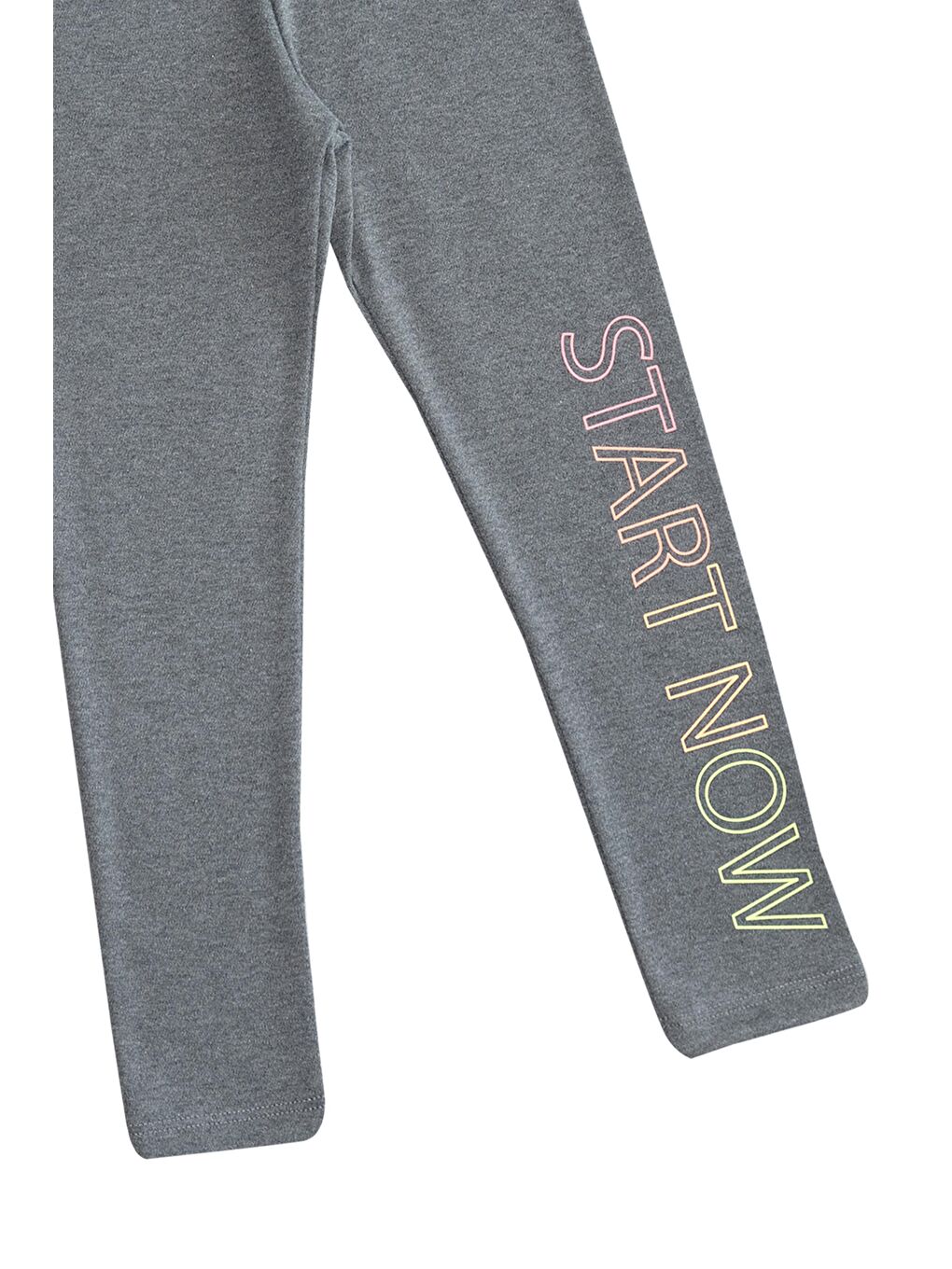 Gri 4 Kız Çocuk Start Now Baskılı Şardonlu Tayt-1