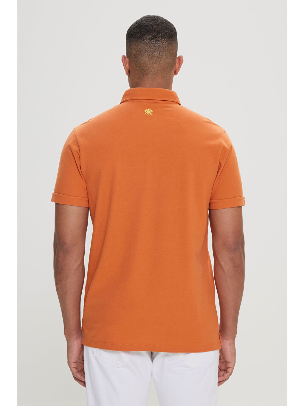 Erkek Turuncu Slim Fit Dar Kesim %100 Pamuk Polo Yaka Tişört-3