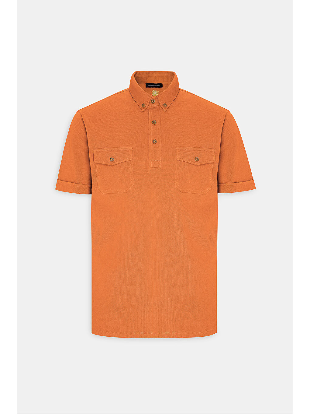 Erkek Turuncu Slim Fit Dar Kesim %100 Pamuk Polo Yaka Tişört-4