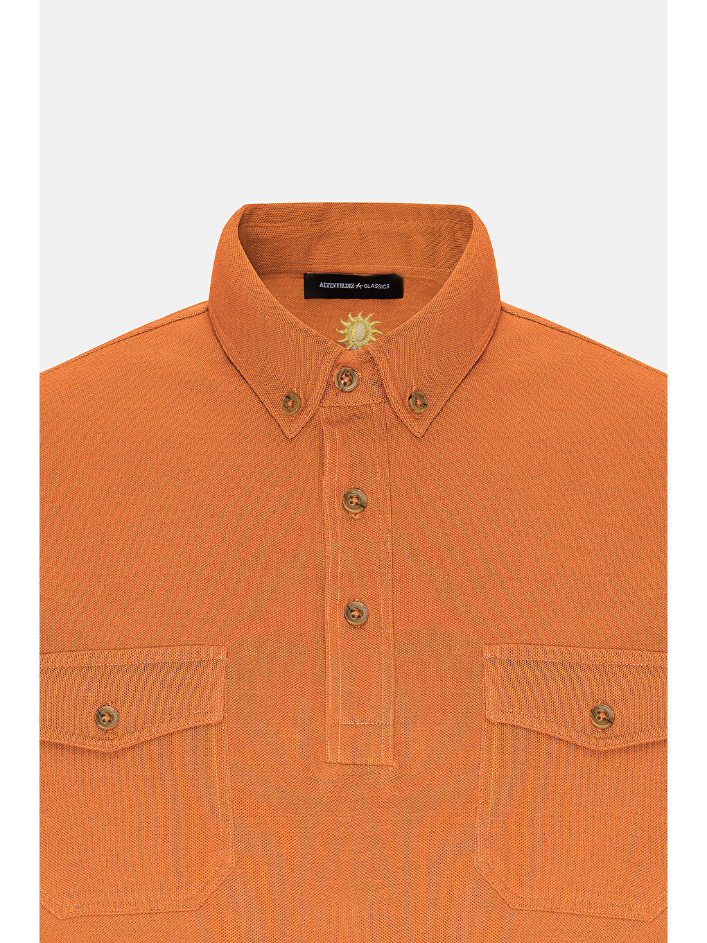 Erkek Turuncu Slim Fit Dar Kesim %100 Pamuk Polo Yaka Tişört-5